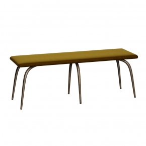 Banc Annie – Assise Uni Velours Jaune Ocre - Pieds Bruts