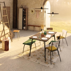 Banc Annie – Velours Vert Colibri Pieds Bruts