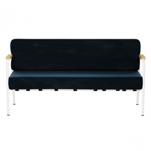 Canapé Barnabé – uni velours Bleu Nuit - Pieds Blanc