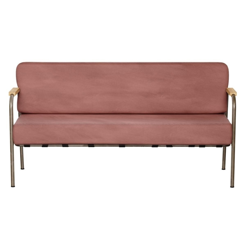 Canapé Barnabé – uni Assise & Dossier Velours Bois de Rose - Pieds Bruts