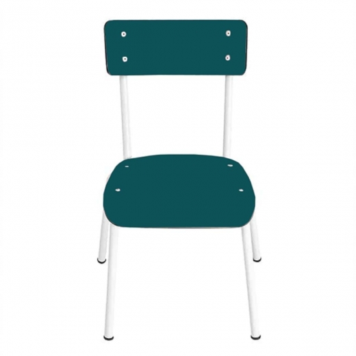Chaise d'écolier élémentaire Colette - uni Bleu Canard Pieds Blancs