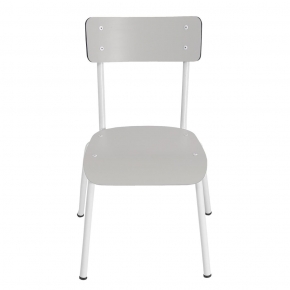 Chaise d'écolier Enfant Colette - Dossier & Assise uni Gris Perle - Pieds blancs