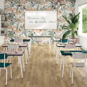 Chaise d'écolier Enfant Colette - Dossier & Assise uni Gris Perle - Pieds blancs