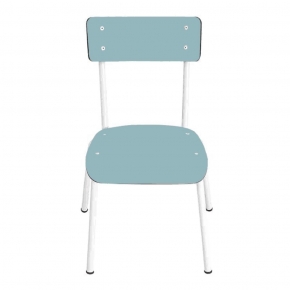 Chaise d'écolier Enfant Colette - Dossier & Assise uni Bleu Jade - Pieds blancs