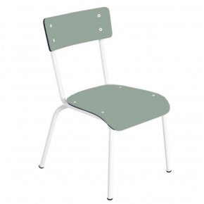 Chaise d'écolier Enfant Colette - Dossier & Assise uni Kaki - Pieds blancs