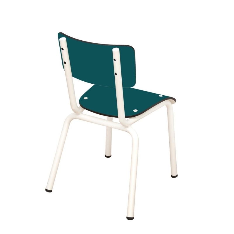 Chaise d’écolier Enfant Little Suzie – Dossier & Assise Uni Bleu Canard - Pieds Blancs