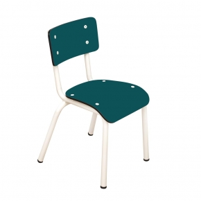 Chaise d’écolier Enfant Little Suzie – Dossier & Assise Uni Bleu Canard - Pieds Blancs