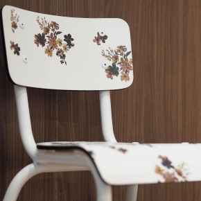 Chaise d’écolier Enfant Little Suzie – Dossier & Assise imprimé Fleurs des champs - Pieds Blancs