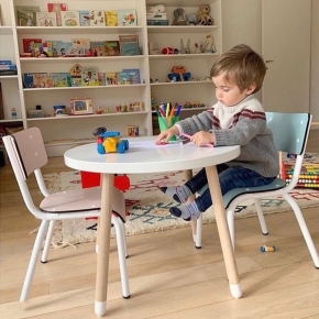 Chaise d’écolier Enfant Little Suzie – Dossier & Assise Uni Gris Perle - Pieds Blancs