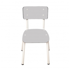 Chaise d’écolier Enfant Little Suzie – Dossier & Assise Uni Gris Perle - Pieds Blancs