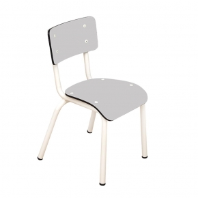 Chaise d’écolier Enfant Little Suzie – Dossier & Assise Uni Gris Perle - Pieds Blancs