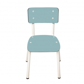 Chaise d’écolier Enfant Little Suzie – Dossier & Assise Uni Bleu Jade - Pieds Blancs