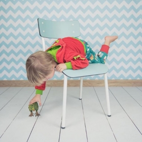 Chaise d’écolier Enfant Little Suzie – Dossier & Assise Uni Bleu Jade - Pieds Blancs