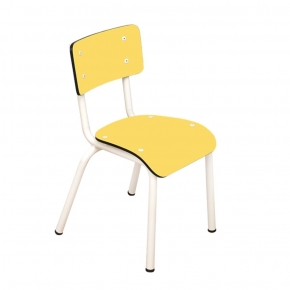 Chaise d’écolier Enfant Little Suzie – Dossier & Assise Uni Jaune Citron - Pieds Blancs