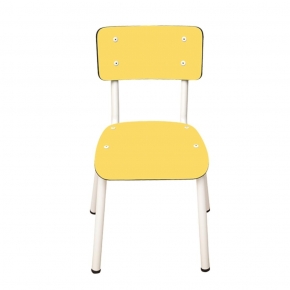 Chaise d’écolier Enfant Little Suzie – Dossier & Assise Uni Jaune Citron - Pieds Blancs