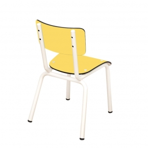 Chaise d’écolier Enfant Little Suzie – Dossier & Assise Uni Jaune Citron - Pieds Blancs