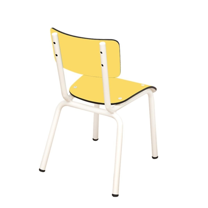 Chaise jaune vintage enfant assise plastique pieds métal vert