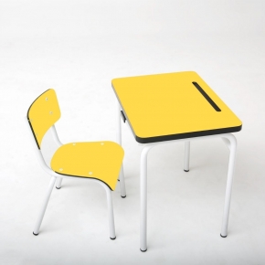 Chaise d’écolier Enfant Little Suzie – Dossier & Assise Uni Jaune Citron - Pieds Blancs