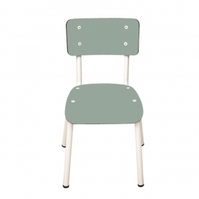 Chaise d’écolier Enfant Little Suzie – Dossier & Assise Uni Kaki - Pieds Blancs