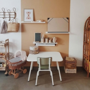 Chaise d’écolier Enfant Little Suzie – uni Kaki Pieds Blancs