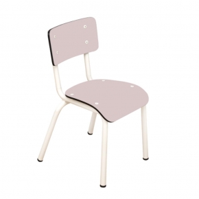 Chaise d’écolier Enfant Little Suzie – Dossier & Assise Uni Rose Poudré - Pieds Blancs