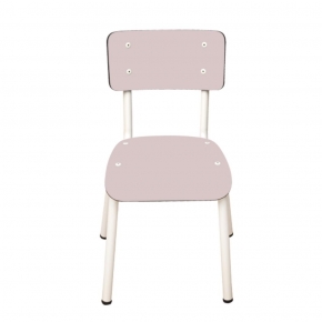 Chaise d’écolier Enfant Little Suzie – Dossier & Assise Uni Rose Poudré - Pieds Blancs