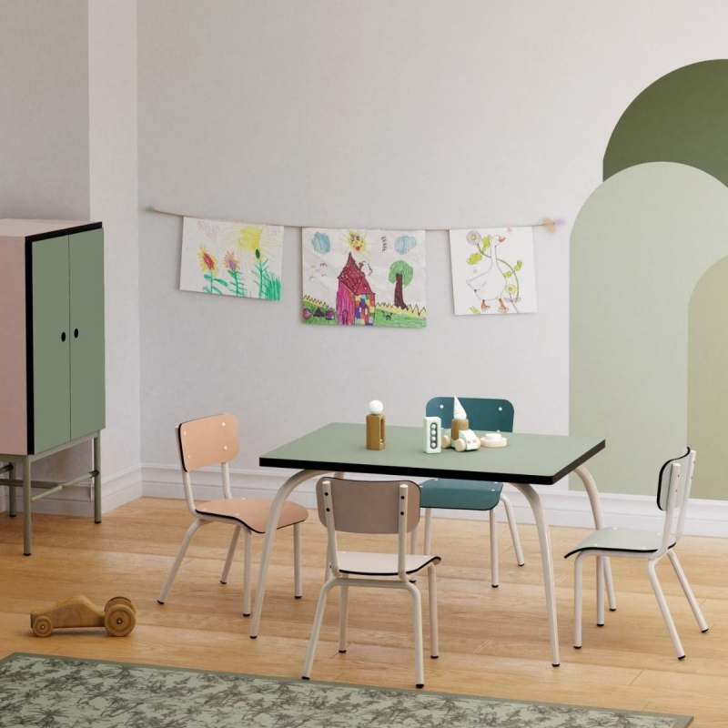 Chaise d’écolier Enfant Little Suzie – Dossier & Assise Uni Corail - Pieds Blancs