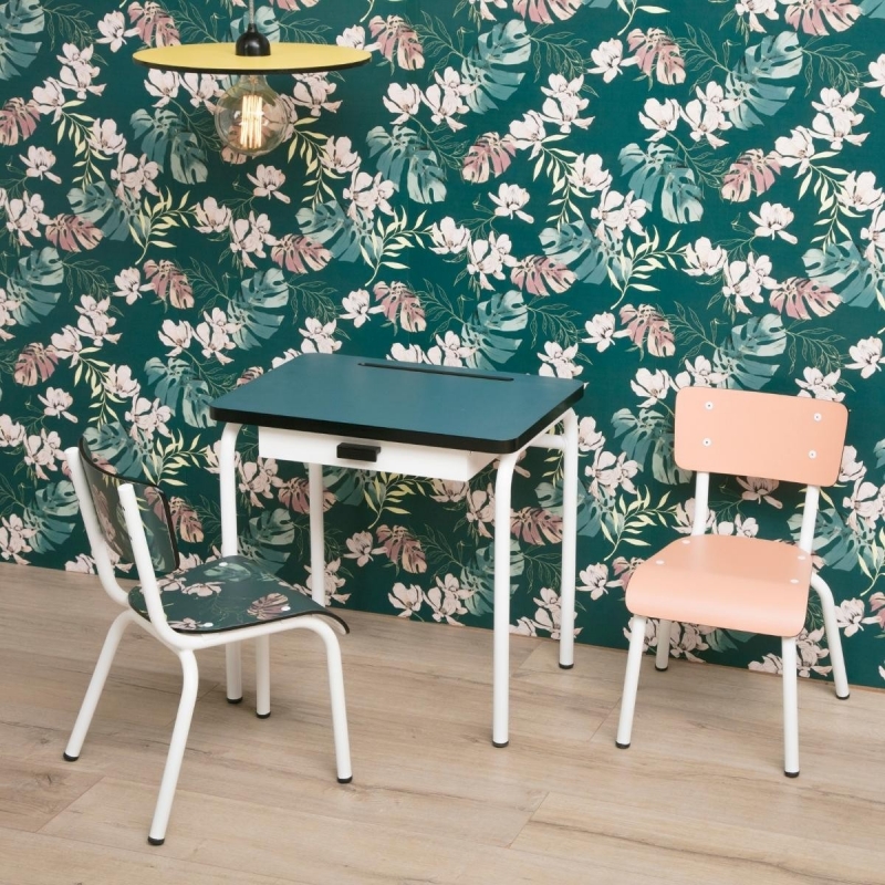 Chaise d’écolier Enfant Little Suzie – Dossier & Assise Uni Corail - Pieds Blancs