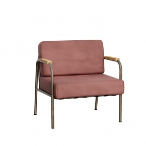 Fauteuil Barnabé – uni Dossier & Assise Velours Bois de Rose -  Pieds Bruts