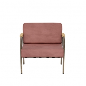 Fauteuil Barnabé – uni Dossier & Assise Velours Bois de Rose -  Pieds Bruts