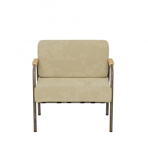 Fauteuil Barnabé – uni Velours Champagne - Pieds Bruts