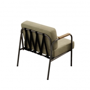 Fauteuil Barnabé – uni Velours Champagne - Pieds Bruts