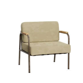 Fauteuil Barnabé – uni Dossier & Assise Velours Champagne - Pieds Bruts