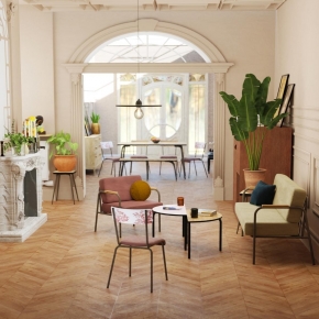 Fauteuil Barnabé – uni Velours Champagne - Pieds Bruts