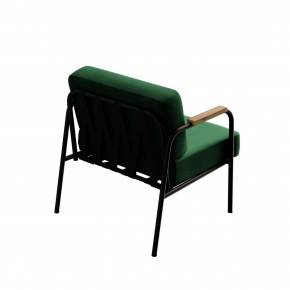 Fauteuil Barnabé - uni Velours Vert Colibri Pieds Noirs
