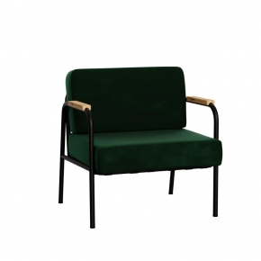 Fauteuil Barnabé - uni Velours Vert Colibri Pieds Noirs