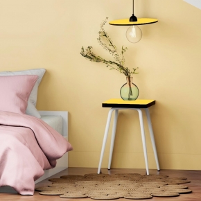 Tabouret Marcel 45 cm – Stratifié Uni Jaune Citron - Pieds Blancs