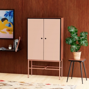 Tabouret Marcel 45 cm – Stratifié Uni Paprika - Pieds Noirs
