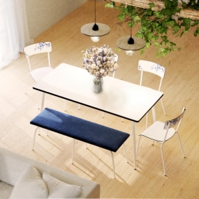 Table Retro Véra 120×70 – uni Blanc Pieds Blancs