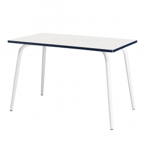 Table Retro Véra 120×70 – uni Blanc Pieds Blancs