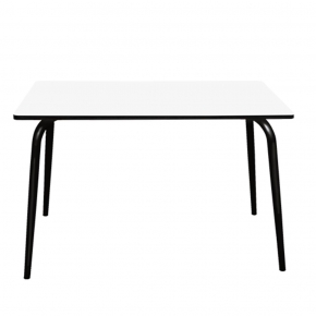 Table Retro Véra 120×70 – uni Blanc Pieds Noirs