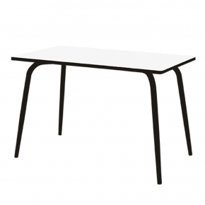 Table Retro Véra 120×70 – uni Blanc Pieds Noirs