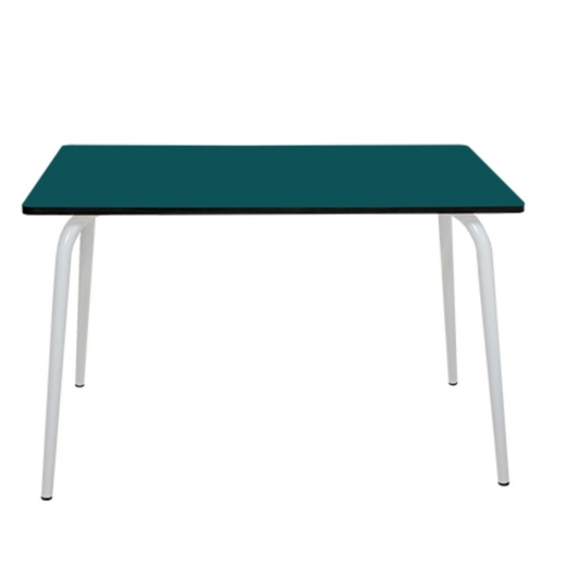 Table Retro Véra 120x70 - uni Bleu Canard Pieds Blancs
