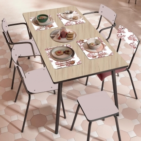 Table Retro Véra 120x70 - imprimé chêne clair Pieds Blancs