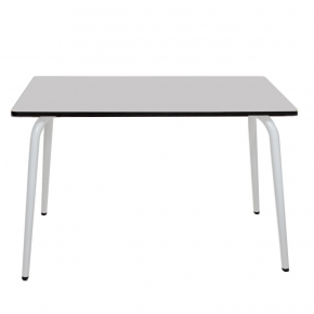 Table Retro Véra 120×70 – uni Gris Perle Pieds Blancs