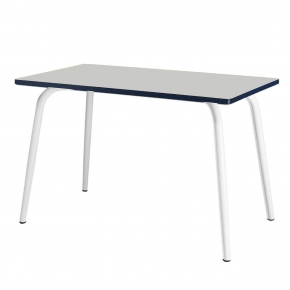 Table Retro Véra 120×70 – uni Gris Perle Pieds Blancs