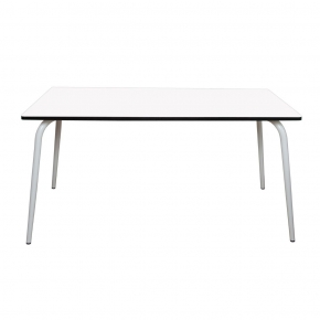 Table Retro Véra Rectangulaire 160×80 – Stratifié uni Blanc - Pieds Blancs