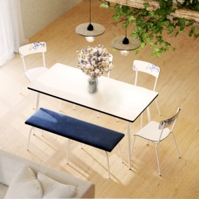Table Retro Véra Rectangulaire 160×80 – Stratifié uni Blanc - Pieds Blancs