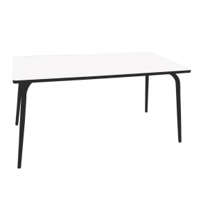 Table Retro Véra Rectangulaire 160×80 – Stratifié uni Blanc - Pieds Noirs