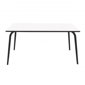 Table Retro Véra Rectangulaire 160×80 – Stratifié uni Blanc - Pieds Noirs